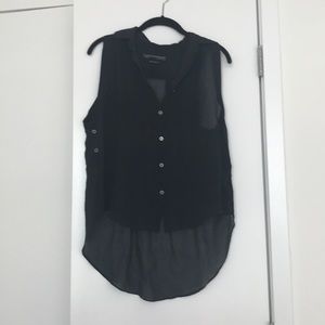 all saints 100% silk button down sleeveless top
